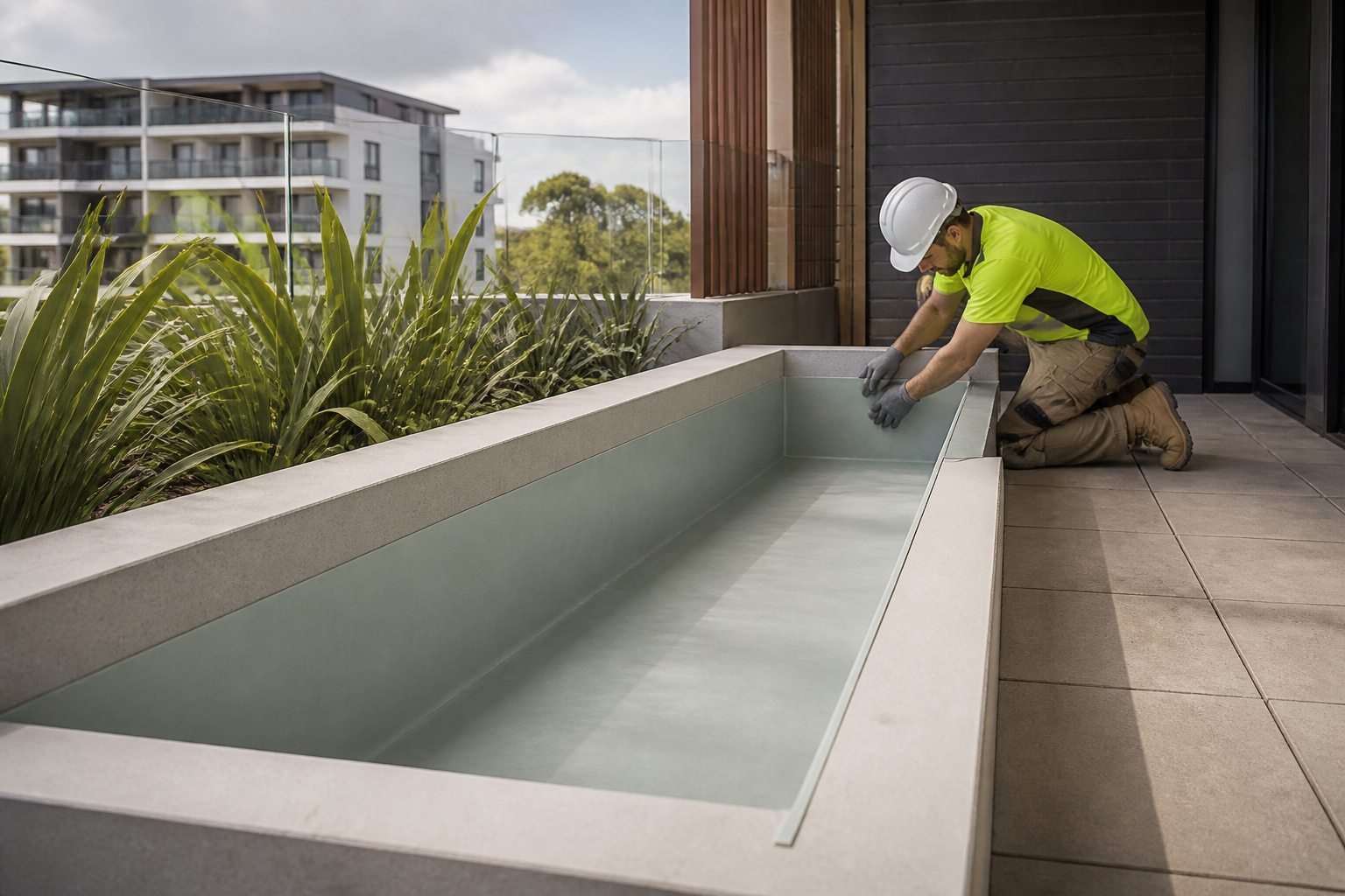 Root-resistant planter-box membrane installation