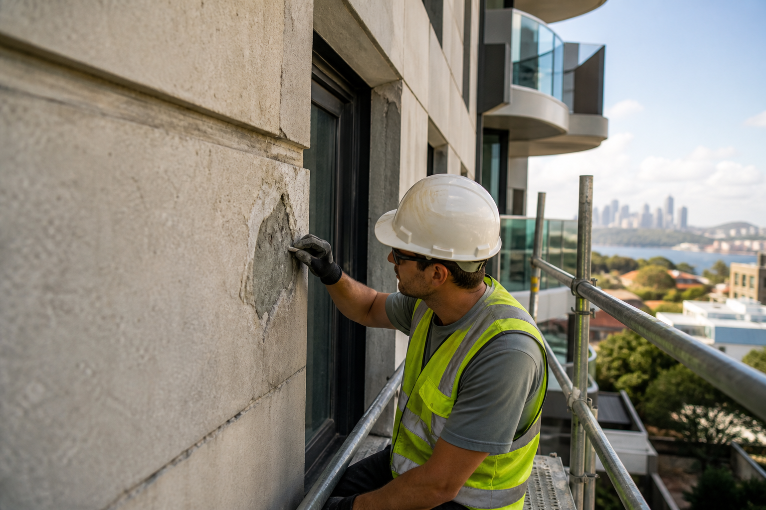 Remedial building repair on a Sydney apartment facade