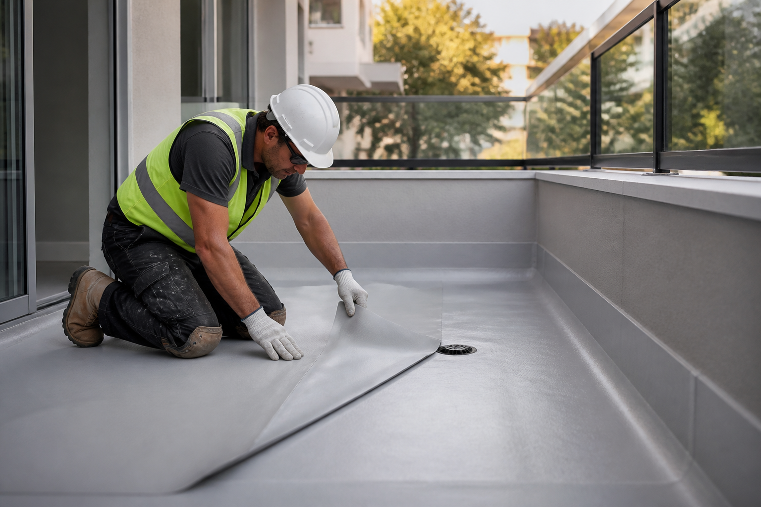 Balcony sheet membrane installation